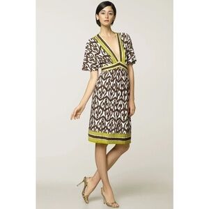 Milly Sumatra Print V-Neck Flutter Jersey Dress L
